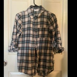 Full Tilt medium brown and blue flannel